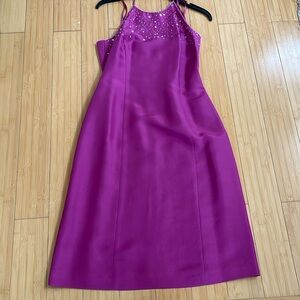 Women Ann Taylor Silk Halter Sequen Neckline Lined NWOT  Cocktail Dress Size 4